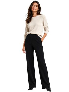 Ming Wang Sapphire Black Ribbed Knit Pull On Pants Women’s Size M NWT